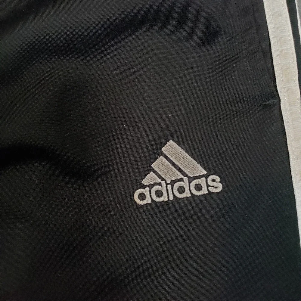 Adidas Track Pants Mens XL Black White 3-Stripe Straight Leg Drawstring Athletic